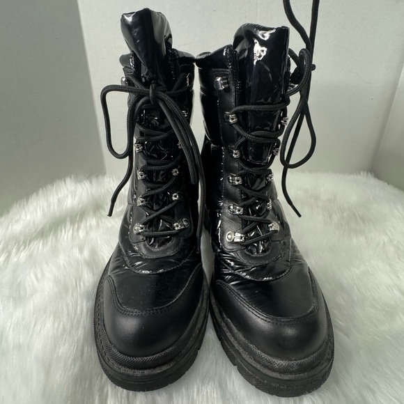 Marc Fisher Mlvaina Combat Puffer Black Lace Up Block Heel Boot Goth Punk Grunge - Picture 4 of 9